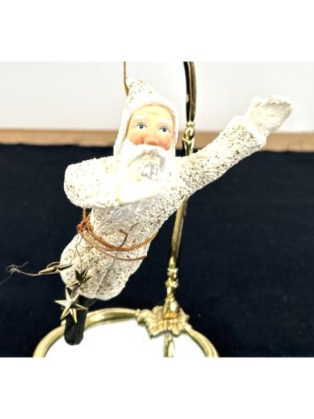 Dept 56 Christmas Ornament Flying Santa Belsnickle White Composition 7"